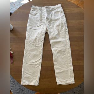 Abercrombie & Fitch high rise ankle straight cream jeans